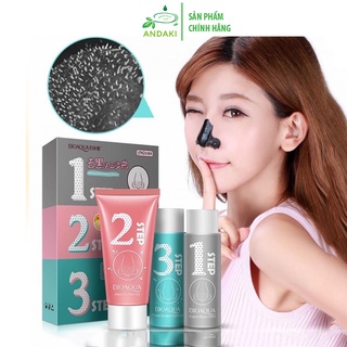 Bộ lột mụn đầu đen 3 bước BIOAQUA sạch mụn đầu đen, dưỡng ẩm,se khít lỗ chân lông, kem lột mụn  ANDAKI