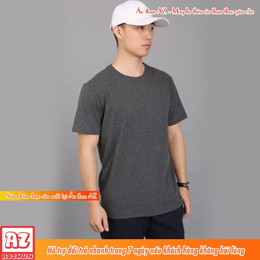 Áo thun nam nữ màu xám lông chuột đậm trơn cá tính - Vải cotton thoáng mát