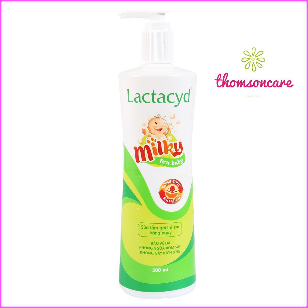 Sữa tắm gội cho bé Lactacyd Milky từ thảo dược, giảm hăm tã, rôm sảy cho trẻ từ sơ sinh