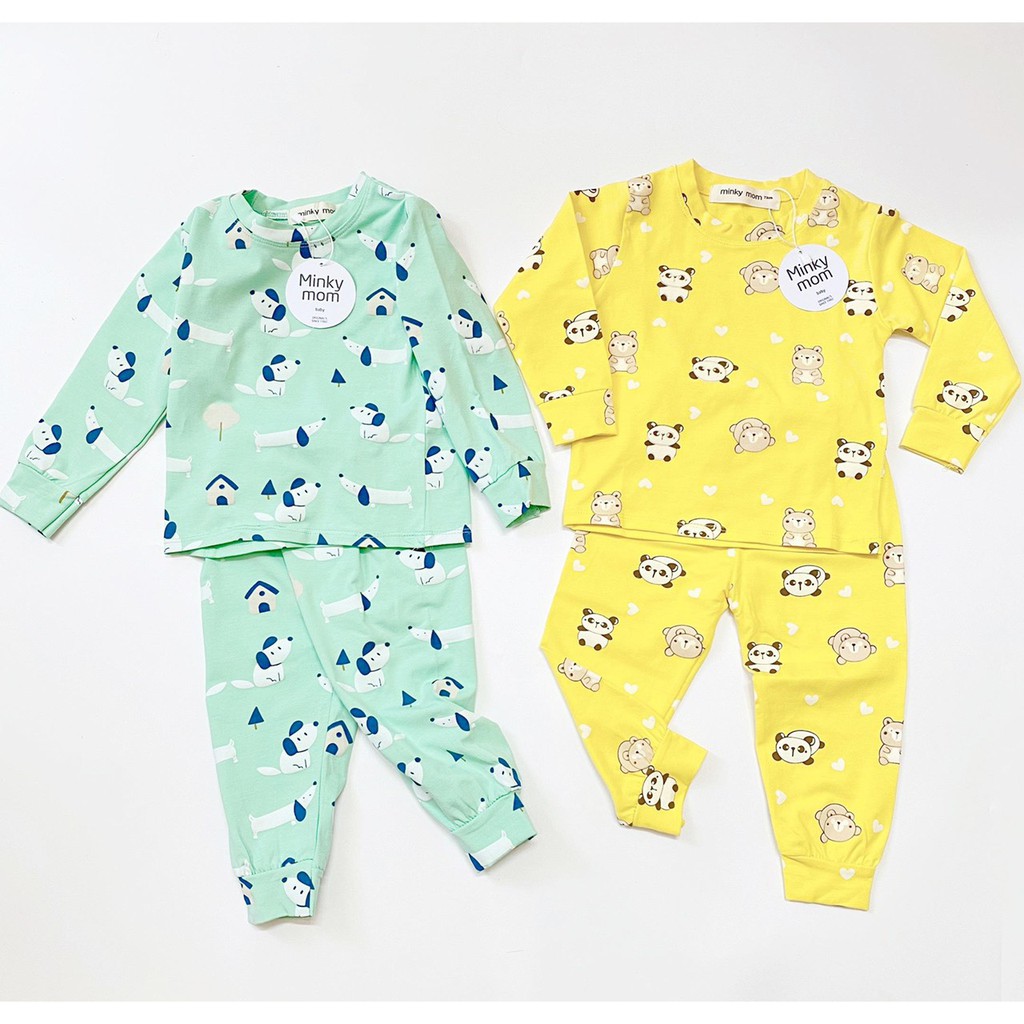 Bộ Cotton 100%  Minky Mom In Họa Tiết con vật - cầu vồng Cho Bé trai và bé gái