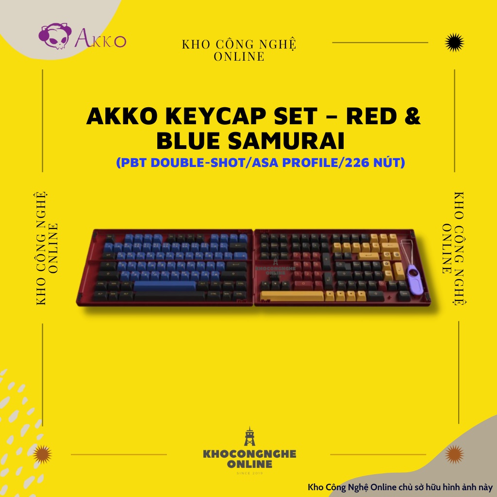 AKKO Keycap set – Red &amp; Blue Samurai (PBT Double-Shot/ASA profile/226 nút)