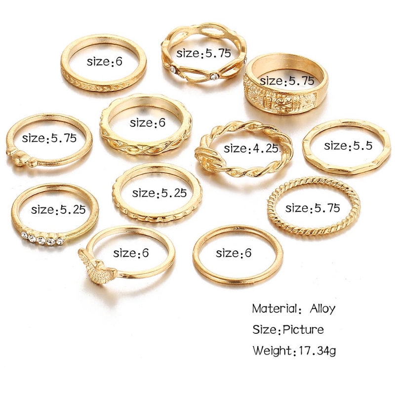 ✿INF✿12pcs/set Rings Bohemian Vintage Women Finger Rings Set