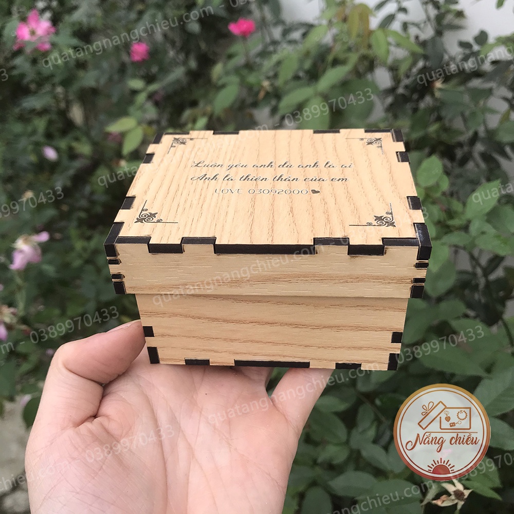 Hộp đựng quà tình yêu handmade - Hộp bằng gỗ đa công dụng khắc nội dung theo yêu cầu