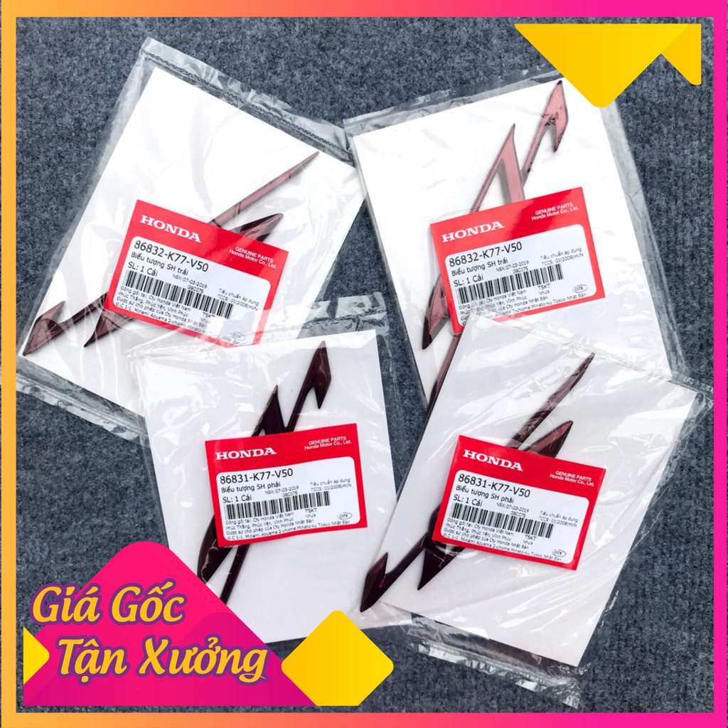 ★ Tem chữ nổi logo Sh đỏ chính hãng Honda ( 2 bên) ★  (Ảnh Sp thật)