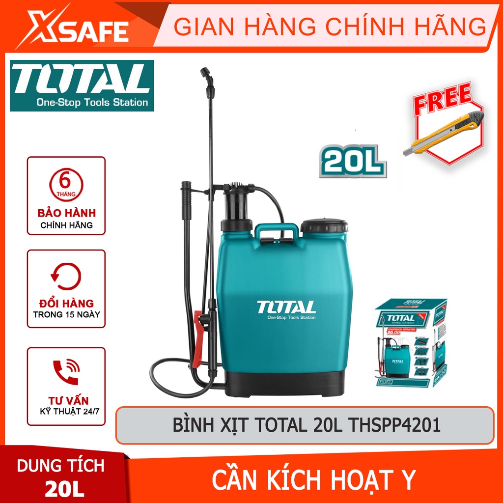 Bình xịt TOTAL THSPP4201 20L Máy xịt thuốc cần kích chữ Y, điều chỉnh vòi phun từ phun mạnh đến phun sương thùng xịt lớn