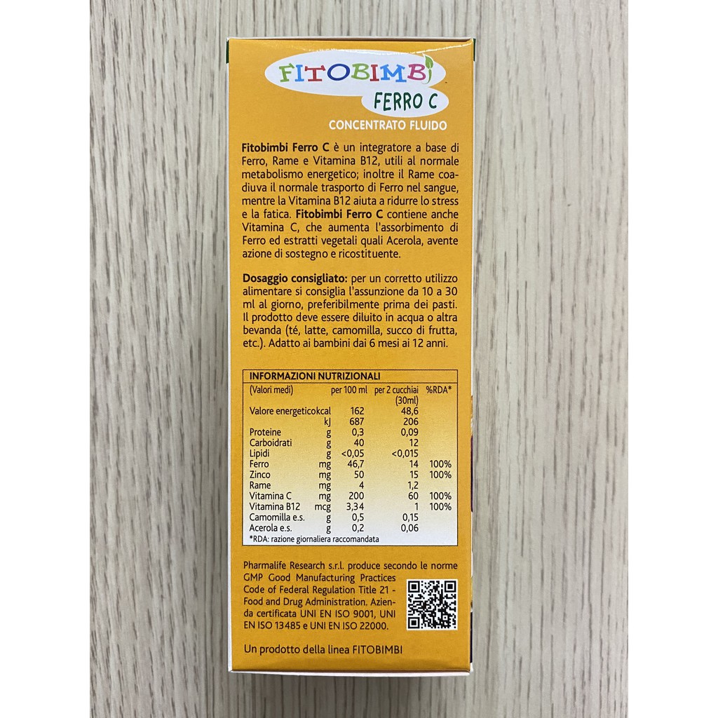 Fitobimbi Ferro C.Bổ Sung Sắt,Kẽm,Vitamin C.Tăng Đề Kháng,Bổ Máu Cho Bé