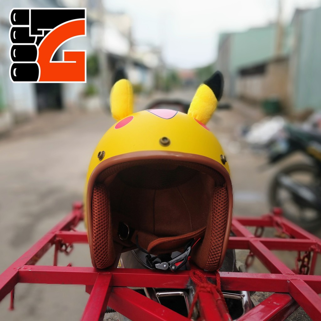 [HÌNH THẬT] Mũ bảo hiểm 3/4 NTMAX Pikachu siêu cute