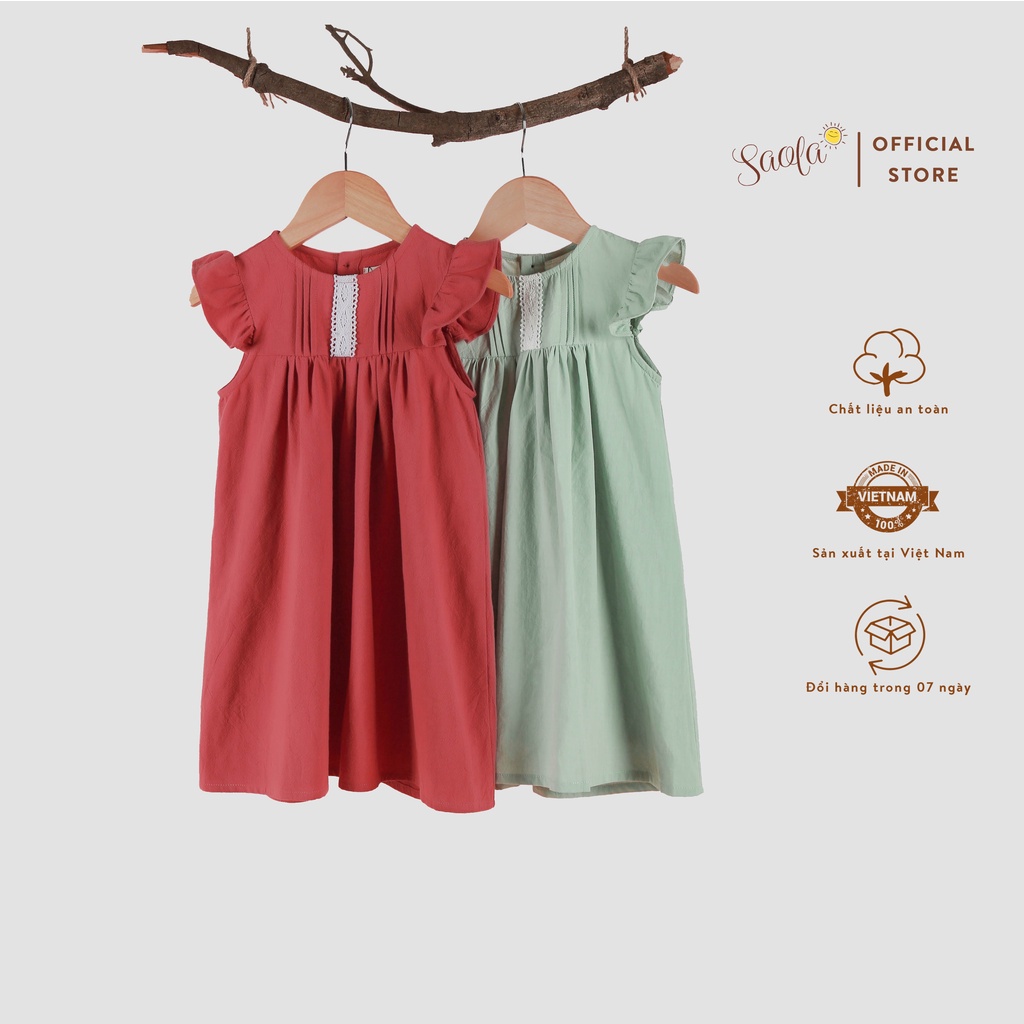 Đầm Bé Gái/ Váy Bé Gái Chất Cotton Xịn Xếp Ly Phối Ren - ANNIE DRESS - DRC013 - SAOLA KIDS CLOTHING - Xanh Mint