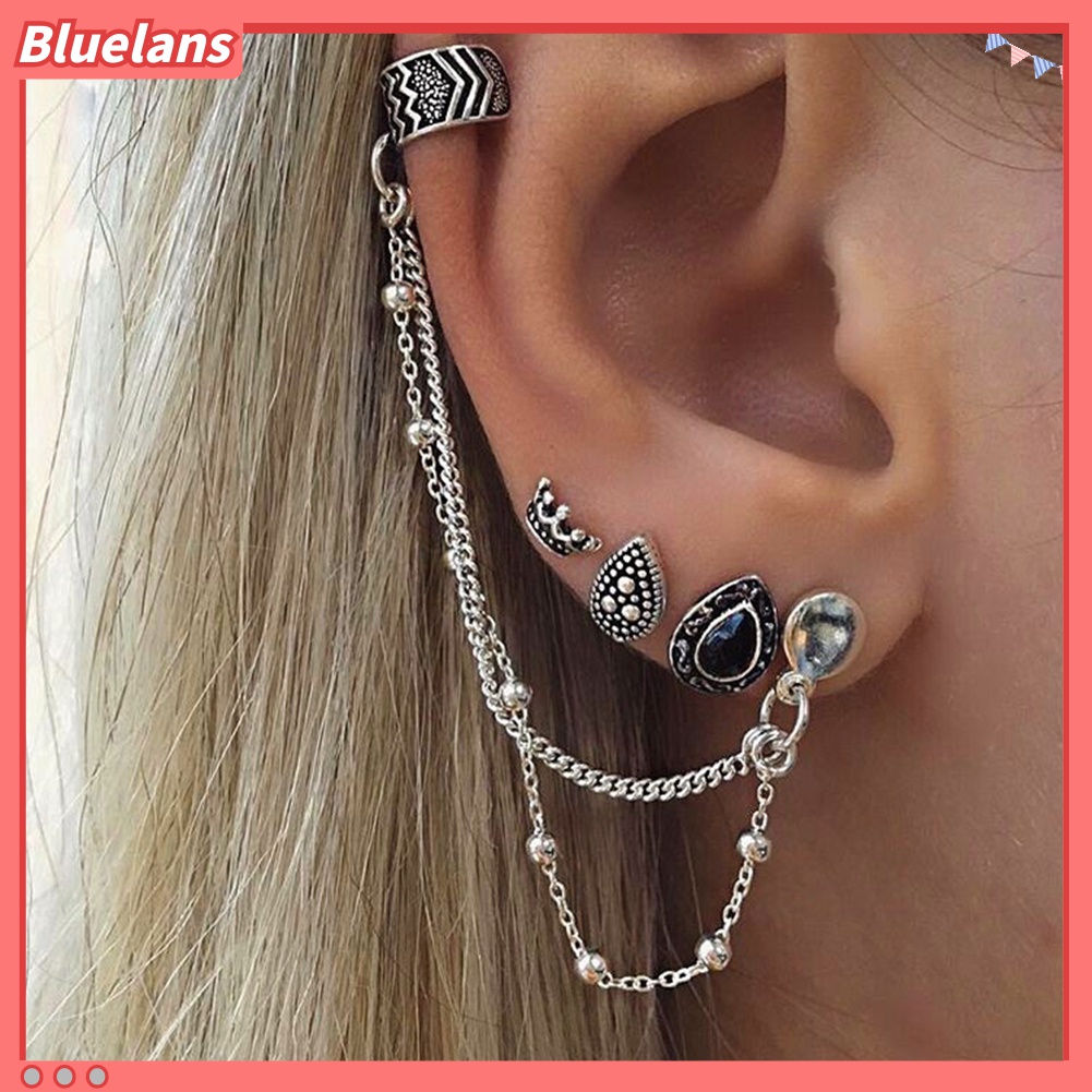 Set 4 bông tai hợp kim họa tiết cá tính cho nữ