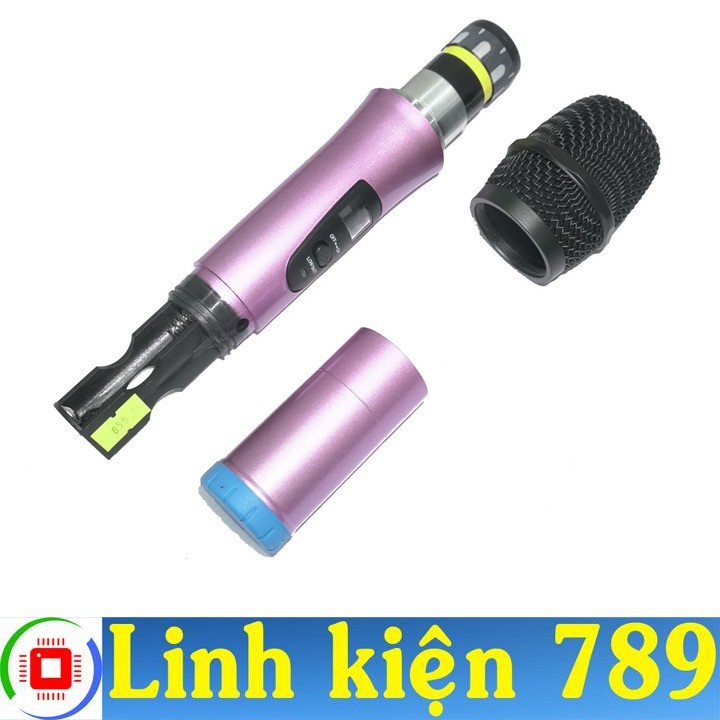 Micro không dây UHF màu tím hồng  - Linh Kiện 789