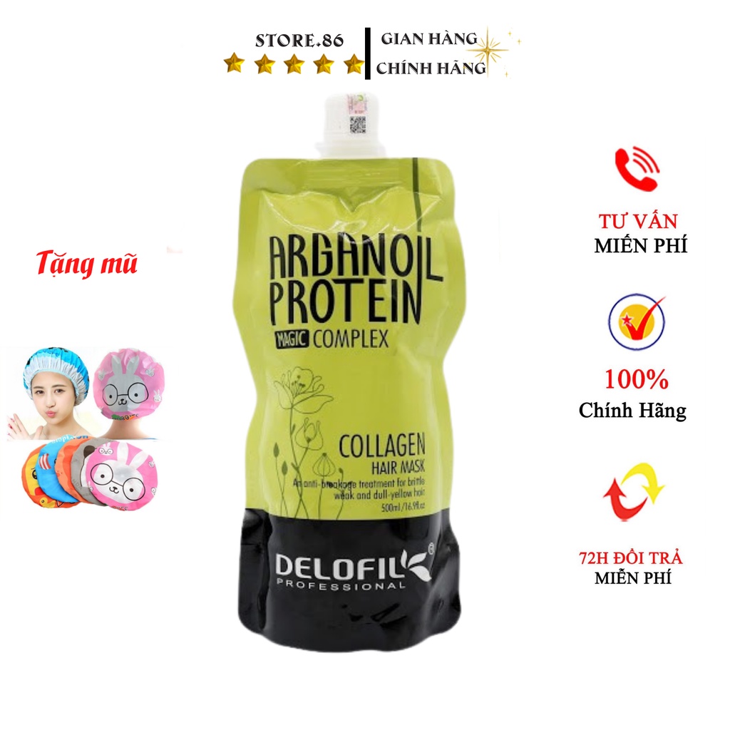 Ủ tóc phục hồi tóc kem ủ hấp tóc dầu xả COLLAGEN DELOFIL ARGAN OIL - PROTEIN - MAGIC COMPLEX hũ – túi 500ml