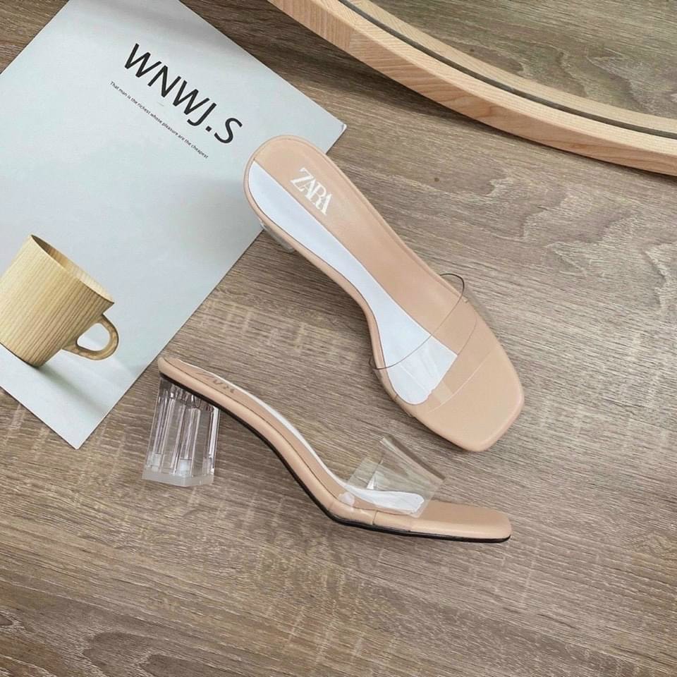 Dép Quai Trong Zara Gót Trong Cao 5cm.