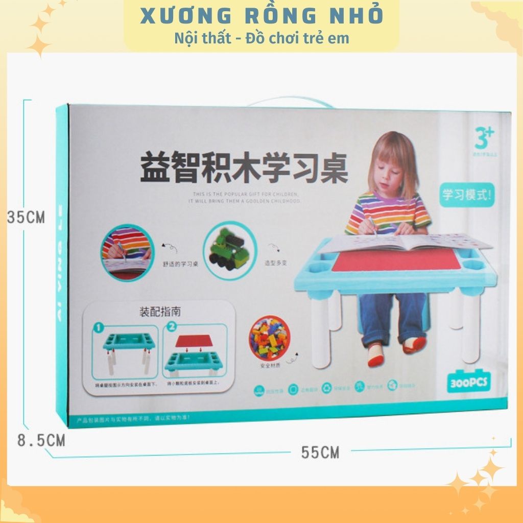 Bàn chơi đa năng cỡ lớn - bàn lắp ghép sáng tạo cho bé 300 chi tiết - Learn Building Blocks