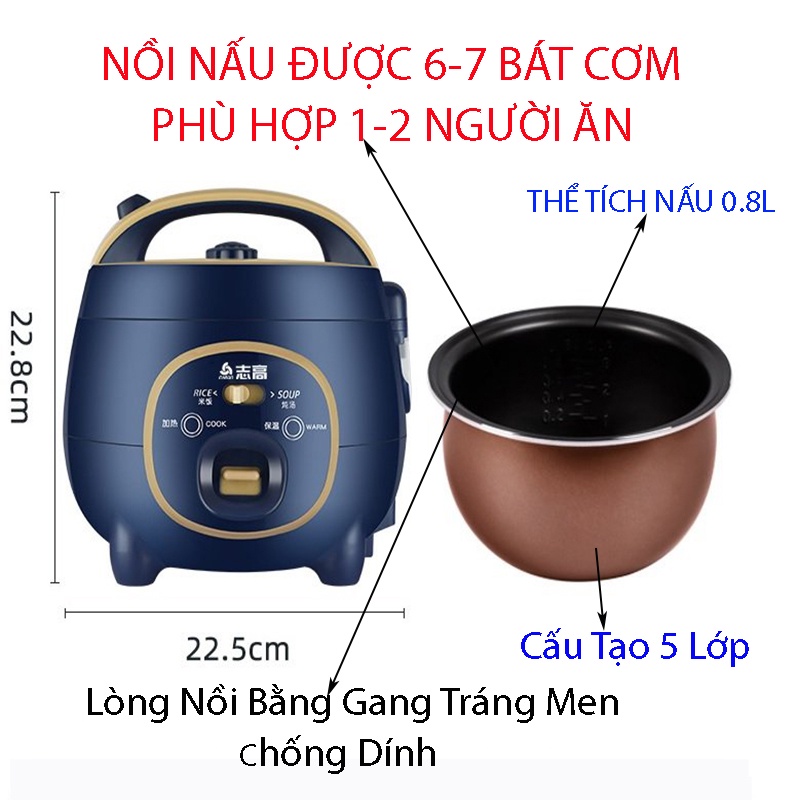 Nồi Cơm Điện Mini Đa Năng Nấu Cho 1-2 Người Ăn - Nồi Cơm CHIGO Thương Hiệu Nội Địa Trung