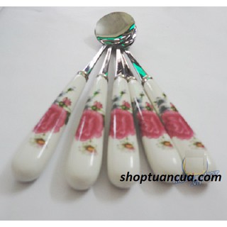 Sỉ 10 Thìa Cán Sứ Họa Tiết