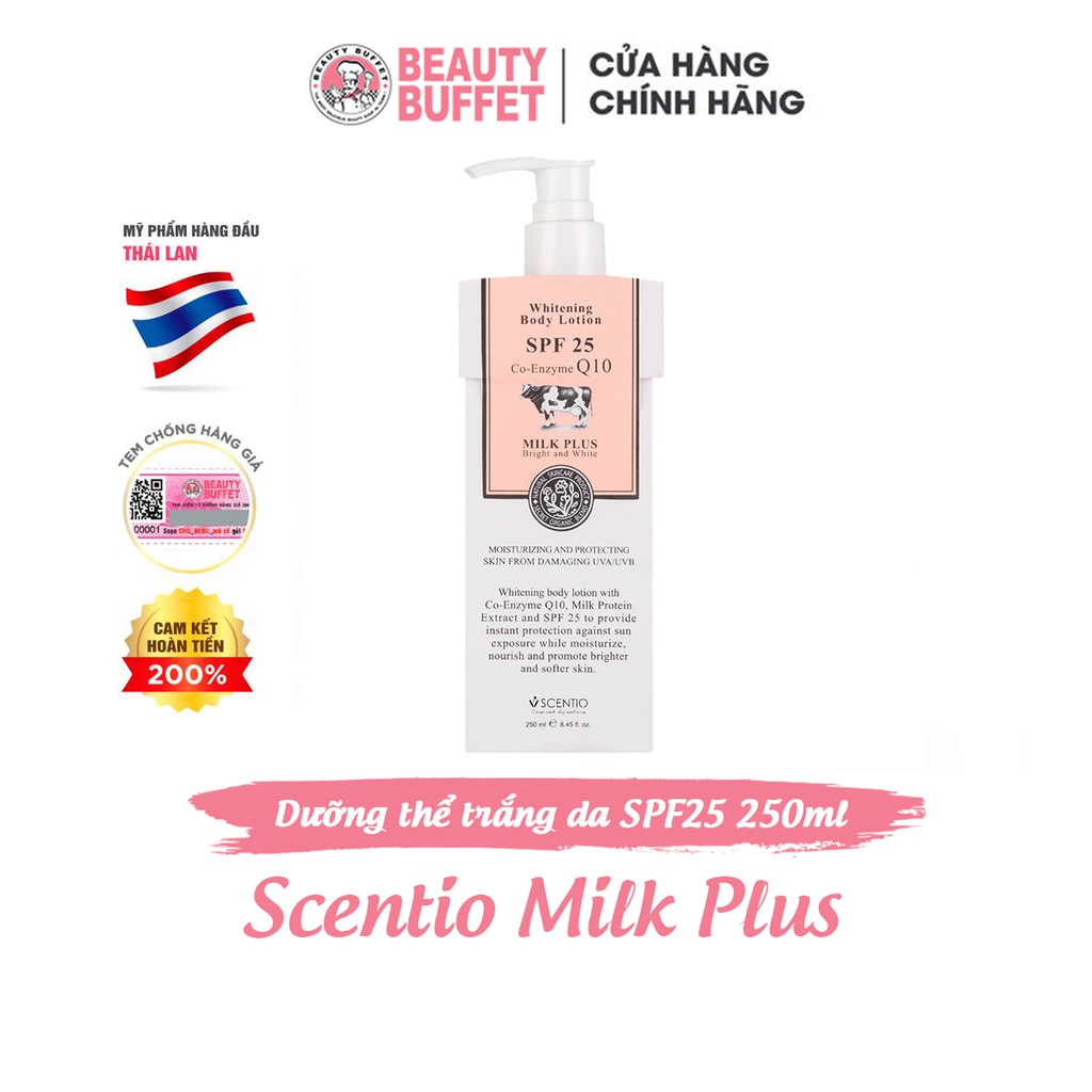 Dưỡng thể trắng da và chống nắng toàn thân Scentio Milk Plus SPF25 250ml