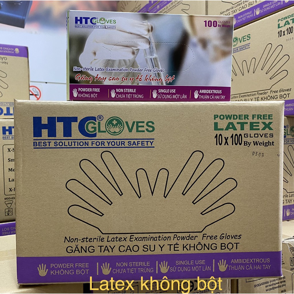 Găng Tay Cao Su Y Tế HTC Glove Latex Không Bột - Màu Trắng