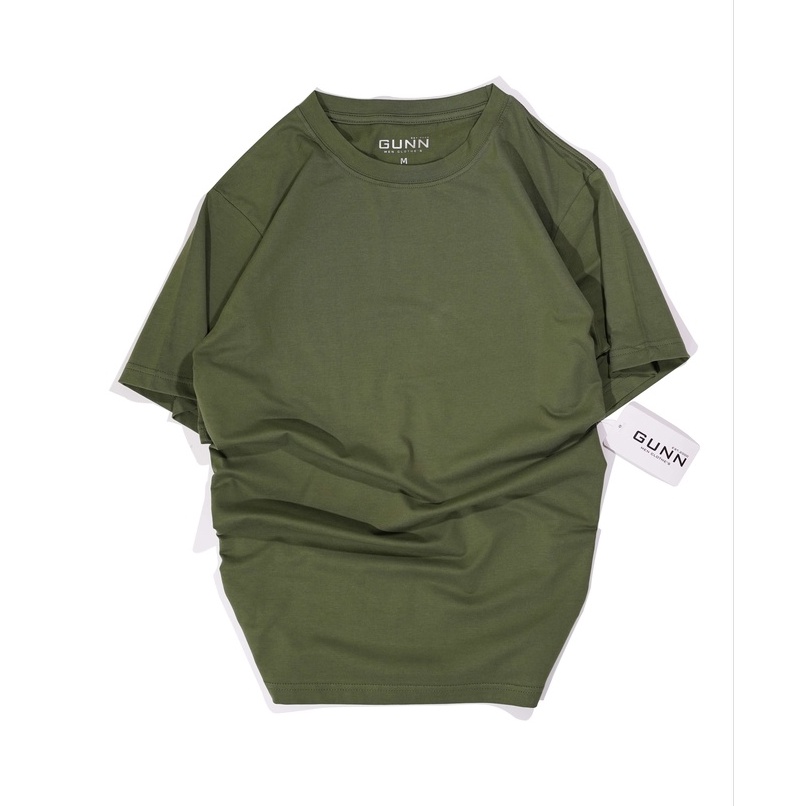 Áo Thun Trơn Basic Cổ Tròn Cotton 4 Chiều Cao Cấp, Co Giãn, Thoáng Mát, Thấm Hút Mồ Hôi - XANH RÊU - GUNN T-SHIRT