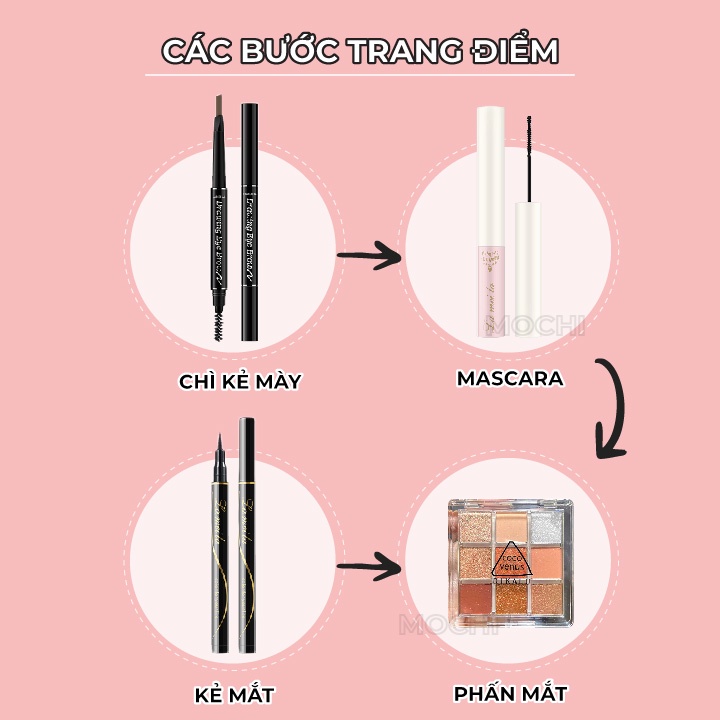 Bộ Trang Điểm Mắt Makeup 4 Món Đầy Đủ Chì Kẻ Mày l Mascara l Bảng Phấn Mắt l Kẻ Mắt Nước