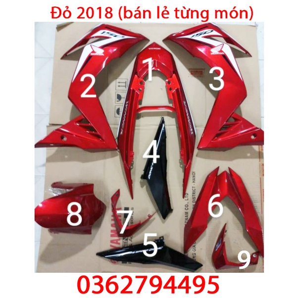 Dàn áo Winner v1 Đỏ Đen 2018 Zin chính hãng Honda