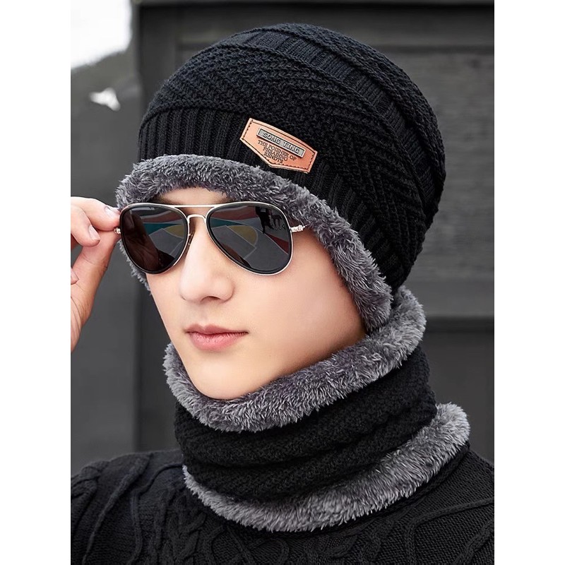 Set mũ+ khăn lót lông ấm áp cho nam/nữ hàng QCCC
