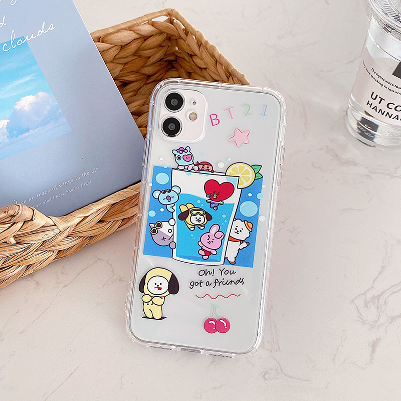 Ốp điện thoại mềm hình BTS BT21 dễ thương cho  iPhone 11 Pro Max iPhone SE 2020 6 6s 7 8 Plus XR X XS MAX