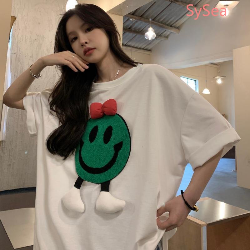 Áo Thun Thêu Họa Tiết Hoạt Hình Xinh Xắn Theo Phong Cách Mùa Hè Hàn Quốc Dành Cho Nữ /