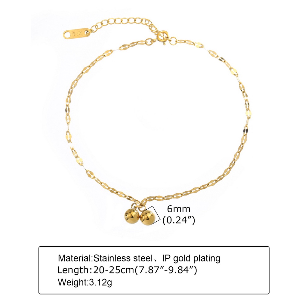 Lắc Chân Mạ Vàng 18K Phối Mặt Hình Quả Bóng Nhỏ Thời Trang Cho Nữ