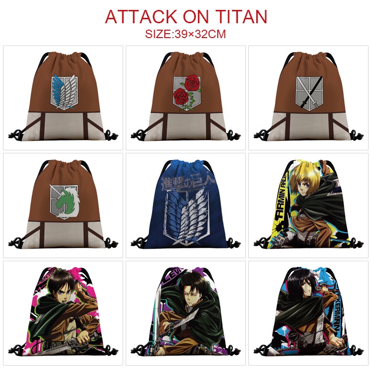 Ba Lô Dây Rút Họa Tiết Hoạt Hình Attack ON TITAN Cho Học Sinh