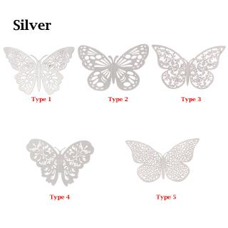 HZLING 12 Cái / bộ Miếng Dán Bướm Vàng Bạc Thủ Công Đồ Dùng Dự Tiệc Kết Cấu Kim Loại