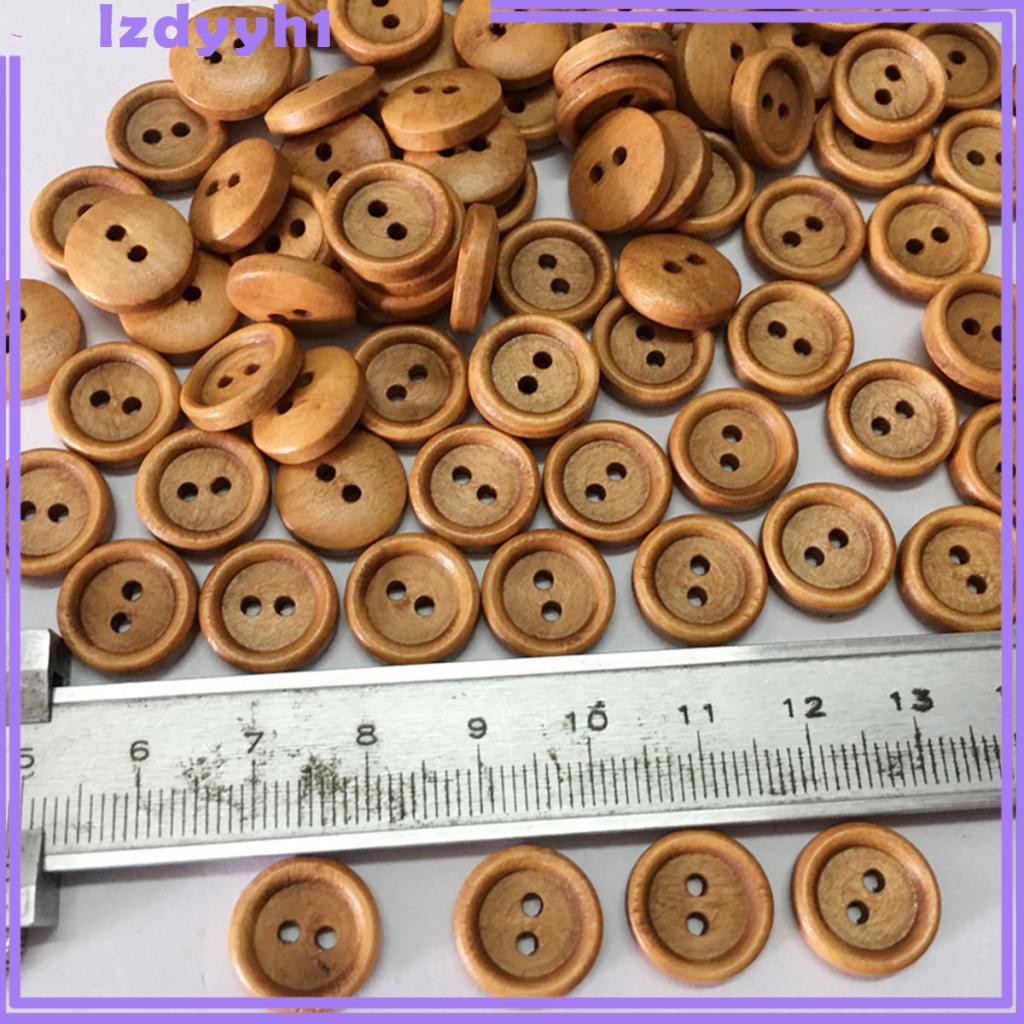 Set 100 Nút Gỗ 2 Lỗ Phong Cách Vintage Dùng Làm Đồ Thủ Công