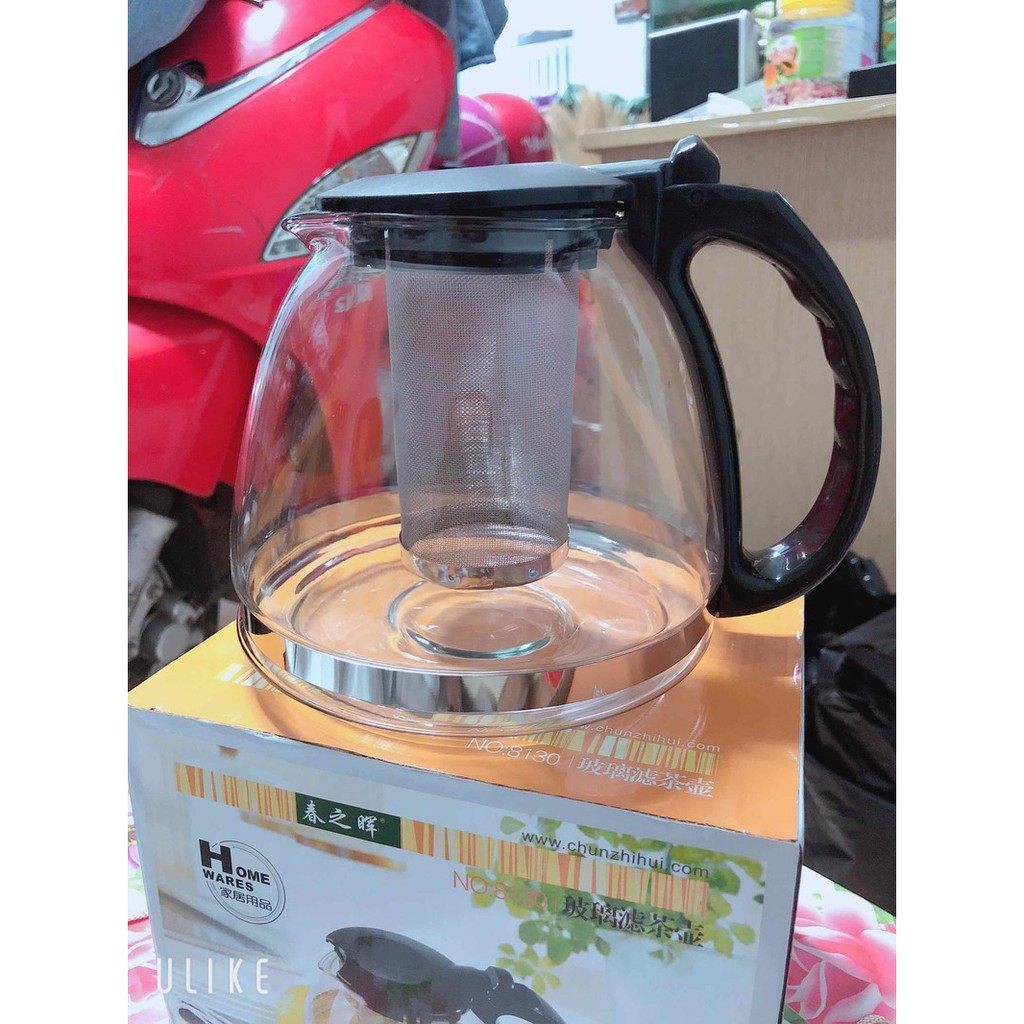 Bình Lọc Trà Thủy Tinh 1300ml Sang Trọng - CÓ LỖ LỌC TRÀ INOX - BÌNH PHA TRÀ CHẾ CAFE TIỆN LỢI 2in1