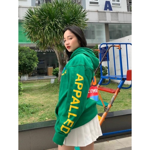 [sẵn] Áo Hoodie Form Rộng Xanh Rêu APPALLED PQK [nam nữ mặc ] | BigBuy360 - bigbuy360.vn