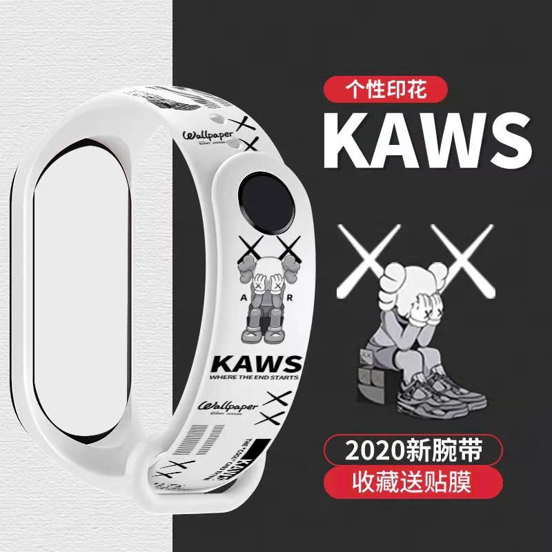 Dây đeo thay thế chất liệu silicon thiết kế nhiều lỗ họa tiết hoạt hình thời trang cho Xiaomi Mi Band 3 4 5 6