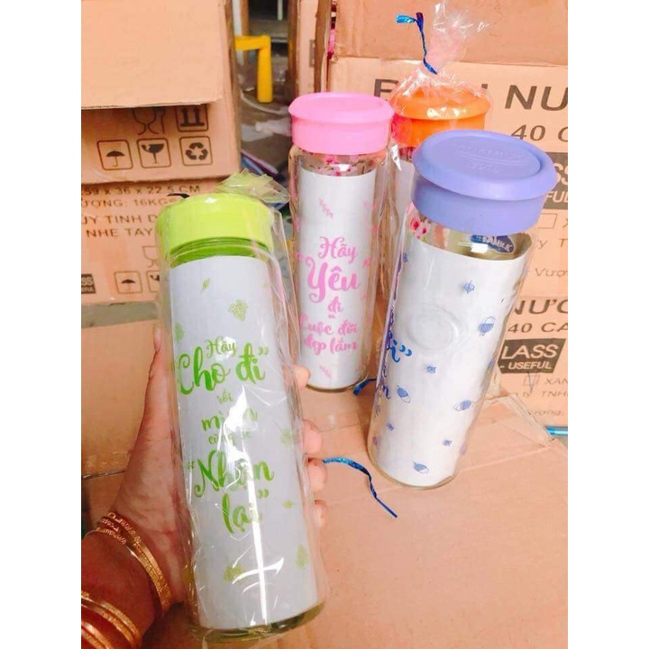Bình thuỷ tinh vinamil có vạch chia ml thể tích 500ml nắp vặn dày dặn