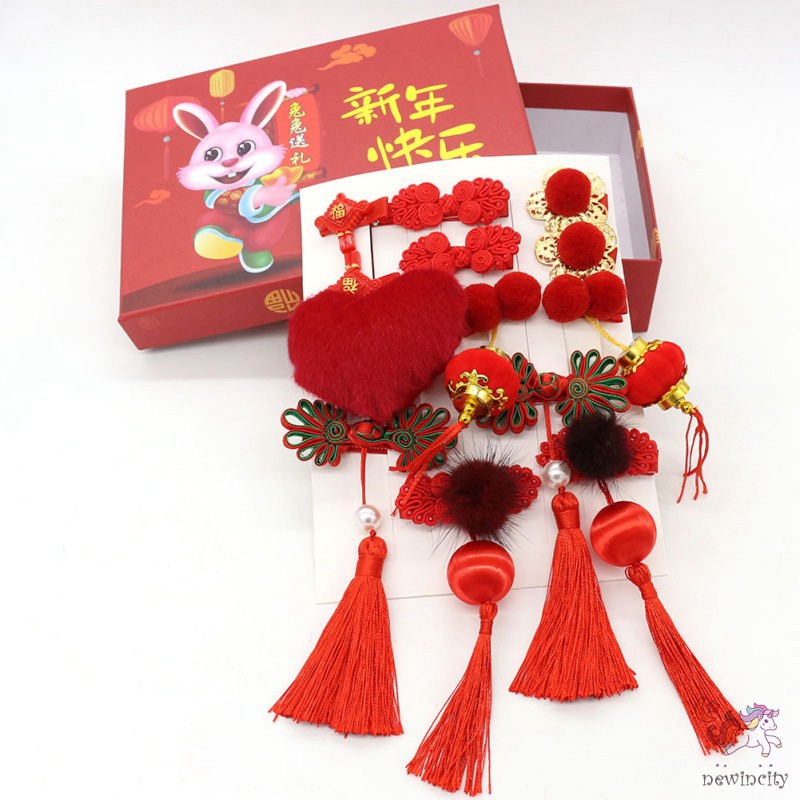 Set 13 Kẹp Tóc Tua Rua Phong Cách Retro Cho Bé Gái