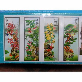 tranh đính đá Tứ quý mai trúc cúc tùng DF252-146x100cm