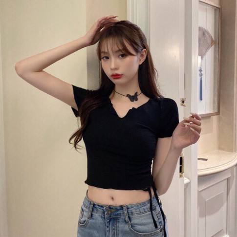 Áo Croptop Rút Dây CT50 chất vải đẹp cotton kiểu dáng Ulzzang