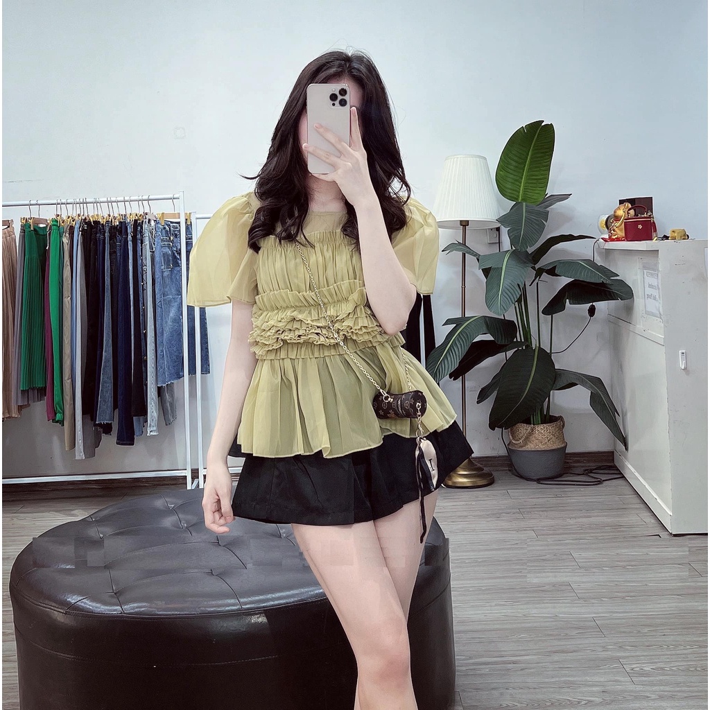 Áo Babydoll Đũi Tơ Bèo Nữ - Thun kiểu dáng bánh bèo tiểu thư cộc tay thiết kế hàn quốc SIÊU ĐẸP