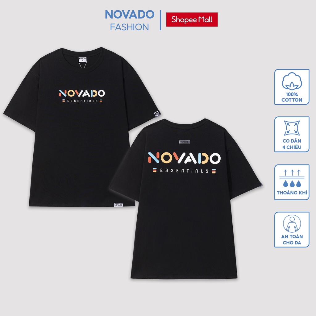 Áo Thun Nam / Nữ Tay Lỡ Local Brand Novado Fashion Cotton 4 Chiều Form Rộng Dày Dặn Thoáng Mát Đen N25Đ-3V