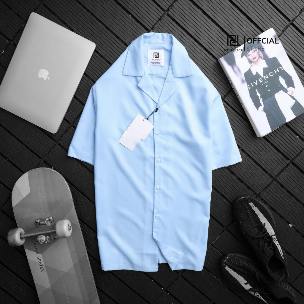 Áo sơ mi nam ngắn tay PUNDO cổ vest màu trơn basic chất vải lụa mịn cao cấp ASMPD38