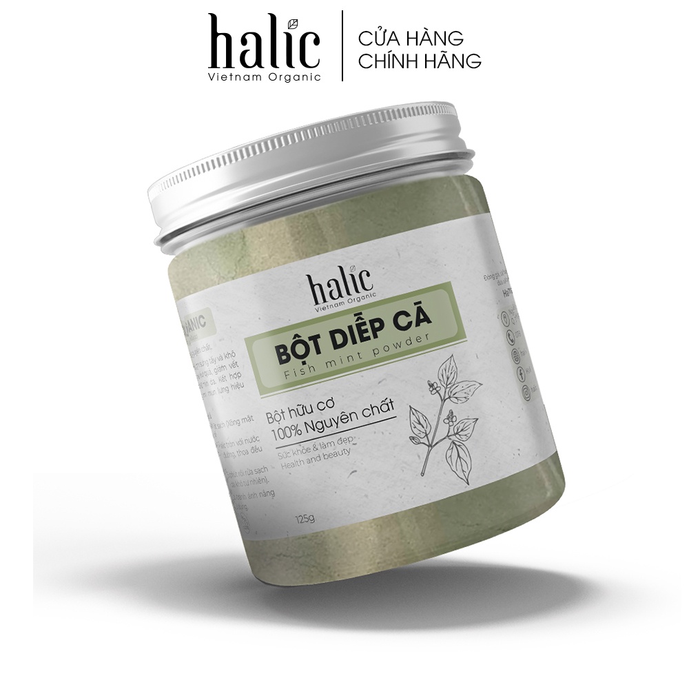 Bột Diếp Cá đắp mặt nạ nguyên chất Halic Organic 125G ngừa thâm, xóa nám tàng nhang, ngăn ngừa mụn ẩn hiệu quả
