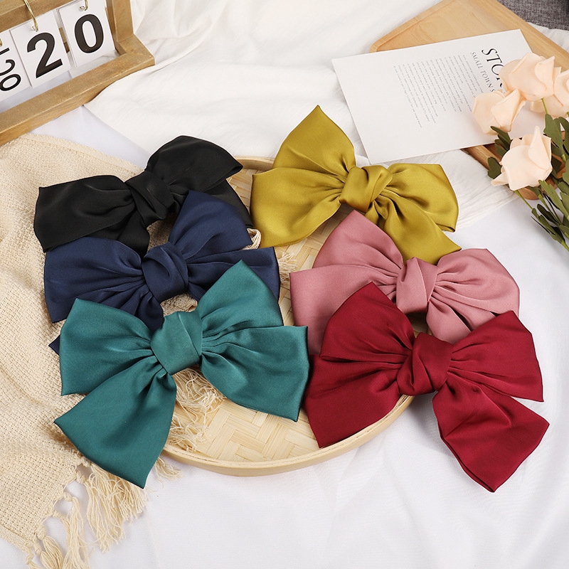 Day buộc tóc/kẹp tóc nơ ruy băng cỡ lớn thời trang Hàn Quốc