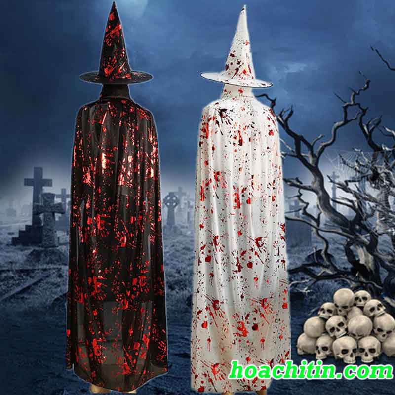 Áo Choàng Nhũ Giả Máu Tặng Nón hoá trang Halloween
