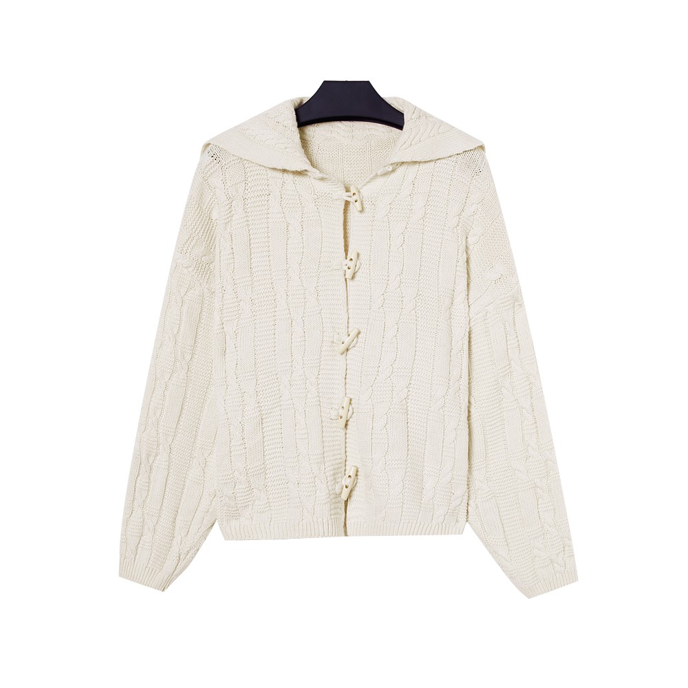 Áo khoác Cardigan len thừng, cúc gỗ Vintage-Ảnh thật