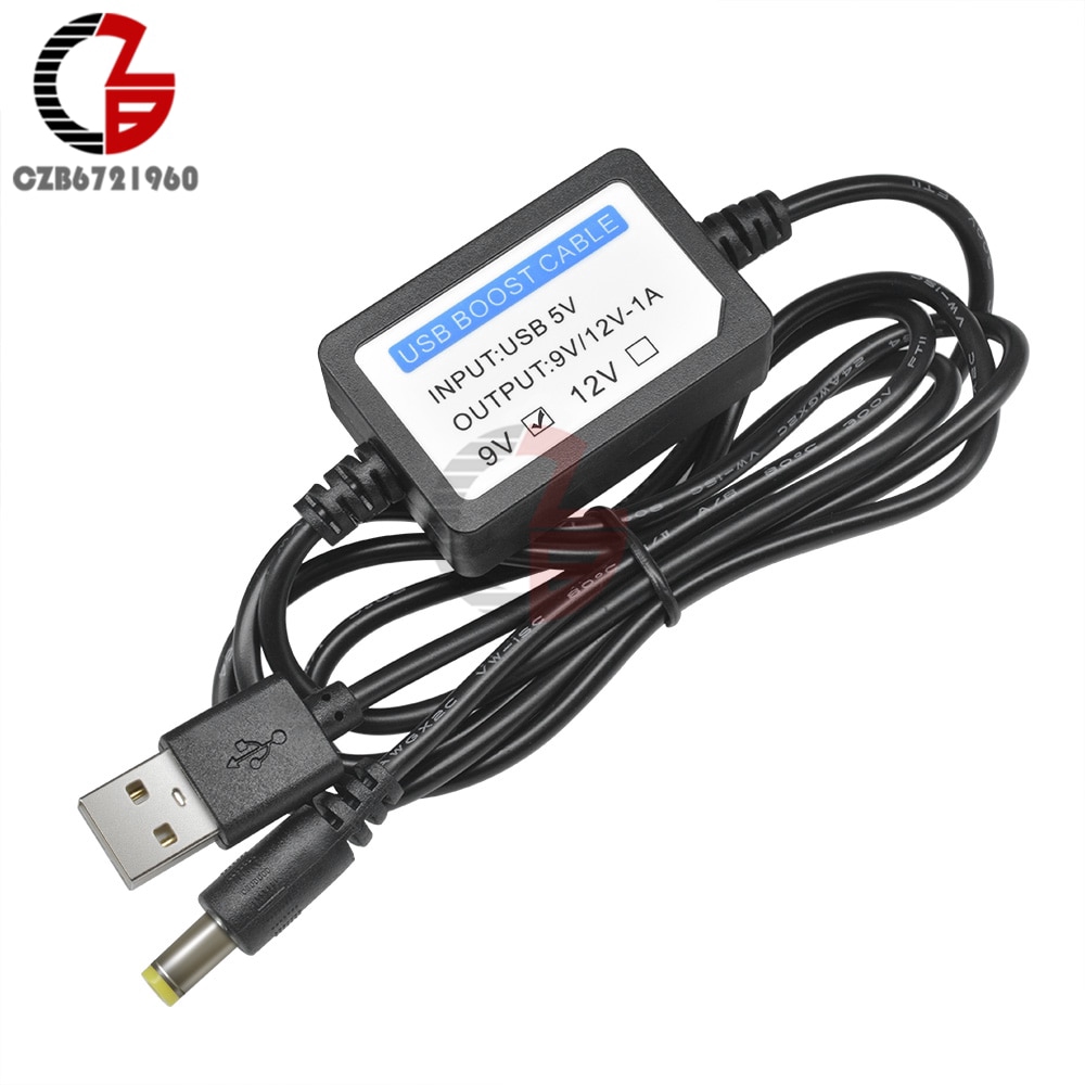 Bộ chuyển nguồn tăng áp DC-DC 5V đến 9V 12V 1A dây cáp USB đầu cắm 5.5x2.1mm cho sạc dự phòng