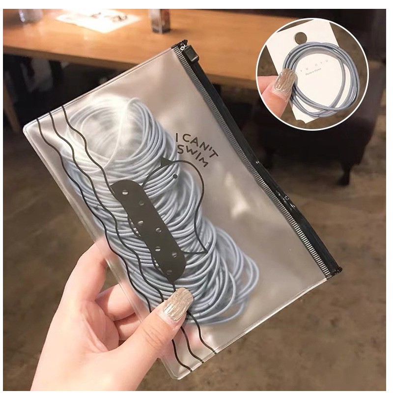 Bộ 100 dây thun cột tóc co giãn nhiều màu sắc