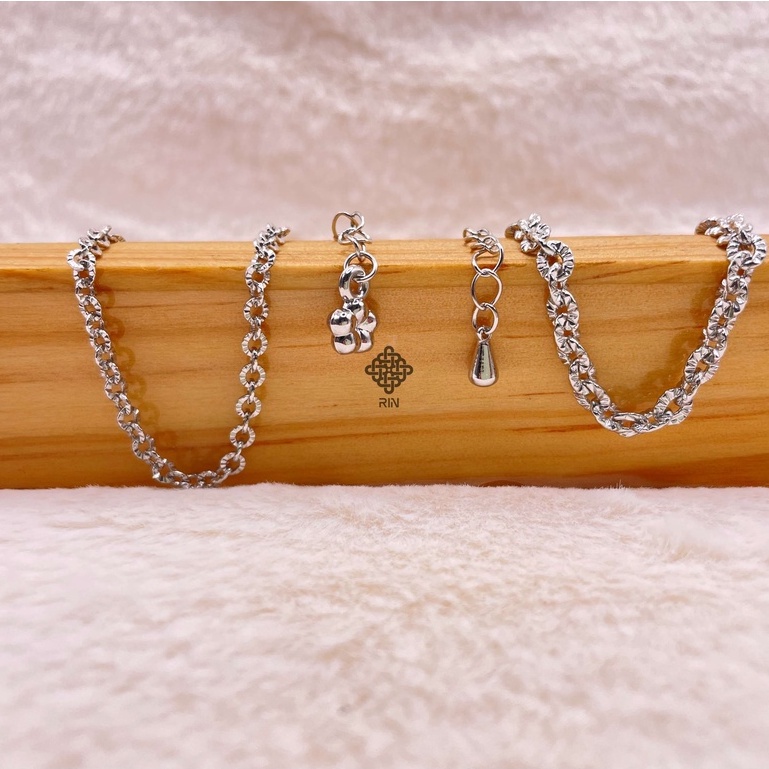 Lắc chân hợp kim mạ 18k bền màu, Vòng chân xích xoắn trơn thanh mảnh, trangsucmoiluatuoi.RIN