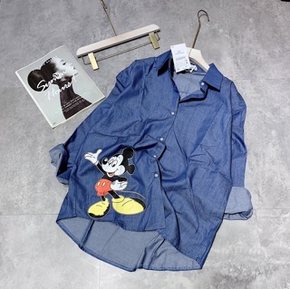 Sơmi micky denim ( ghi chú hoặc ib chọn sz )