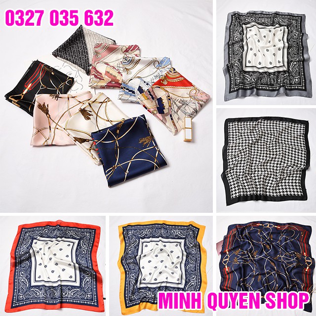 Khăn Turban Buộc Tóc, Quàng Cổ, Quấn Túi Xách, Đội Đầu Đa Năng - Khăn Lụa Satin 70x70 cm